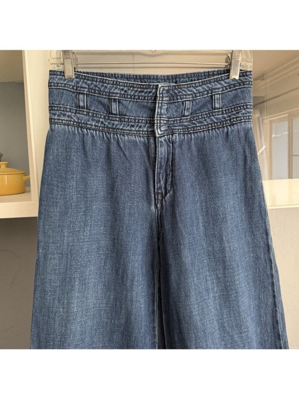 Free People Augusta Wide Leg High rise Jeans Sz 25 Maytal Blue - Picture 2 of 5